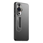 For Huawei nova 11 Pro Frosted Metal Hybrid TPU Holder Phone Case(Black)