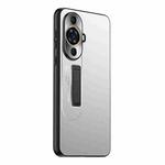 For Huawei nova 11 Frosted Metal Hybrid TPU Holder Phone Case(Silver)