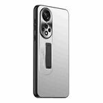 For Honor 50 Pro Frosted Metal Hybrid TPU Holder Phone Case(Silver)