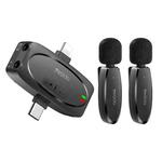 YESIDO KR15 Dual Low-latency Wireless Lavalier Microphone with 3 in 1 Receiver(Black)