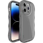 For iPhone 15 Pro IMAK Wave Bubble Soft Shockproof Phone Case(Transparent Black)