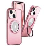 For iPhone 15 Plus MagSafe 360 Rotate Ring Holder PC Phone Case(Pink)