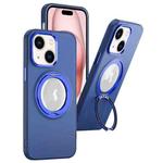 For iPhone 15 Plus MagSafe 360 Rotate Ring Holder PC Phone Case(Dark Blue)