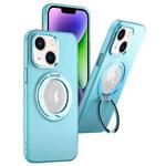 For iPhone 14 Plus MagSafe 360 Rotate Ring Holder PC Phone Case(Sierra Blue)