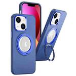 For iPhone 14 MagSafe 360 Rotate Ring Holder PC Phone Case(Dark Blue)