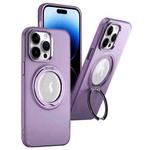 For iPhone 14 Pro MagSafe 360 Rotate Ring Holder PC Phone Case(Purple)