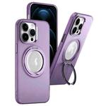 For iPhone 12 Pro Max MagSafe 360 Rotate Ring Holder PC Phone Case(Purple)