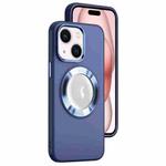For iPhone 15 Plus MagSafe Skin-feel CD Texture PC Phone Case(Dark Blue)