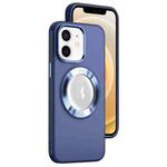 For iPhone 12 / 12 Pro MagSafe Skin-feel CD Texture PC Phone Case(Dark Blue)