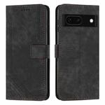 For Google Pixel 8a Skin Feel Stripe Pattern Leather Phone Case with Long Lanyard(Black)
