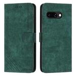 For Google Pixel 9a Skin Feel Stripe Pattern Leather Phone Case with Long Lanyard(Green)