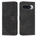 For Google Pixel 10 Pro XL Skin Feel Stripe Pattern Leather Phone Case with Lanyard(Black)