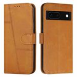 For Google Pixel 8a Stitching Calf Texture Buckle Leather Phone Case(Yellow)
