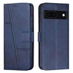 For Google Pixel 8a Stitching Calf Texture Buckle Leather Phone Case(Blue)