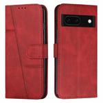 For Google Pixel 8a Stitching Calf Texture Buckle Leather Phone Case(Red)