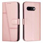 For Google Pixel 9a Stitching Calf Texture Buckle Leather Phone Case(Pink)