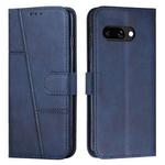 For Google Pixel 9a Stitching Calf Texture Buckle Leather Phone Case(Blue)