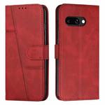 For Google Pixel 9a Stitching Calf Texture Buckle Leather Phone Case(Red)