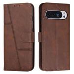 For Google Pixel 10 Pro XL Stitching Calf Texture Buckle Leather Phone Case(Brown)