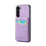 For Samsung Galaxy S24 5G Fierre Shann Crazy Horse Card Holder Back Cover PU Phone Case(Purple)