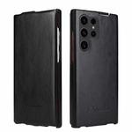 For Samsung Galaxy S24 Ultra 5G Fierre Shann 64 Texture Vertical Flip PU Leather Phone Case(Black)