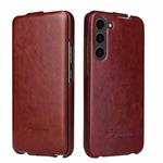 For Samsung Galaxy S24+ 5G Fierre Shann 64 Texture Vertical Flip PU Leather Phone Case(Brown)