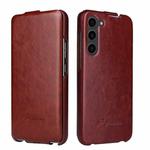 For Samsung Galaxy S24 5G Fierre Shann 64 Texture Vertical Flip PU Leather Phone Case(Brown)