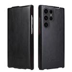 For Samsung Galaxy S25 Ultra 5G Fierre Shann 64 Texture Vertical Flip PU Leather Phone Case(Black)