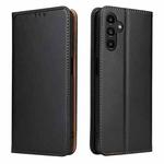 For Samsung Galaxy A35 5G Fierre Shann PU Genuine Leather Texture Phone Case(Black)