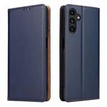 For Samsung Galaxy A55 5G Fierre Shann PU Genuine Leather Texture Phone Case(Blue)