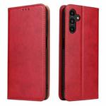 For Samsung Galaxy A55 5G Fierre Shann PU Genuine Leather Texture Phone Case(Red)