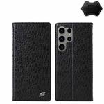 For Samsung Galaxy S24 Ultra 5G Fierre Shann Crocodile Texture Magnetic Genuine Leather Phone Case(Black)