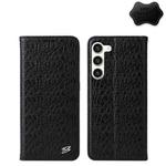 For Samsung Galaxy S24 5G Fierre Shann Crocodile Texture Magnetic Genuine Leather Phone Case(Black)