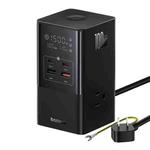 Baseus PowerCombo Tower Power Strip 3xAC+2xType-C+2xUSB 100W with 1.5 Power Cord, JP Plug(Black)