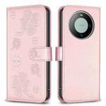 For Huawei Mate 60 Four-leaf Embossed Leather Phone Case(Pink)