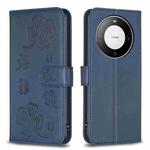 For Huawei Mate 60 Pro / 60 Pro+ Four-leaf Embossed Leather Phone Case(Blue)