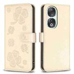 For Honor 90 5G Four-leaf Embossed Leather Phone Case(Gold)