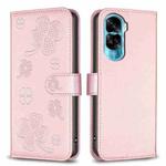 For Honor 90 Lite / X50i Four-leaf Embossed Leather Phone Case(Pink)