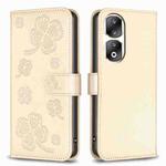 For Honor 90 Pro Four-leaf Embossed Leather Phone Case(Gold)