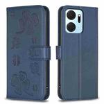 For Honor X7a Four-leaf Embossed Leather Phone Case(Blue)