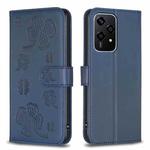 For Honor 200 Lite Global Four-leaf Embossed Leather Phone Case(Blue)