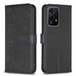 For Honor 200 Lite Global Four-leaf Embossed Leather Phone Case(Black)