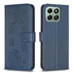 For Honor X6b Four-leaf Embossed Leather Phone Case(Blue)