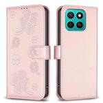 For Honor X8c 4G Four-leaf Embossed Leather Phone Case(Pink)