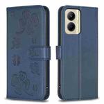 For Realme C33 Four-leaf Embossed Leather Phone Case(Blue)