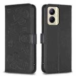For Realme C33 Four-leaf Embossed Leather Phone Case(Black)