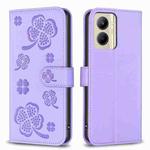 For Realme C33 Four-leaf Embossed Leather Phone Case(Purple)