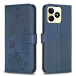 For Realme C53 Four-leaf Embossed Leather Phone Case(Blue)