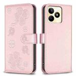 For Realme C53 Four-leaf Embossed Leather Phone Case(Pink)