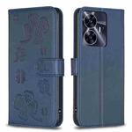 For Realme C55 Four-leaf Embossed Leather Phone Case(Blue)